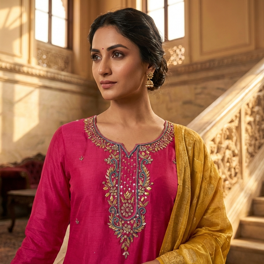 Embroidered Silk Ensemble